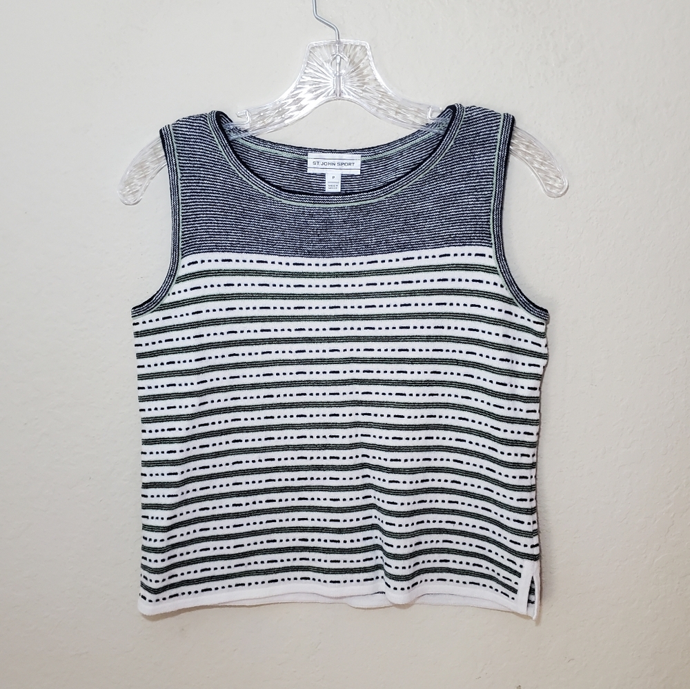 St. John Sport Striped Sleeveless Wool Knit Tank Top Shell Size P